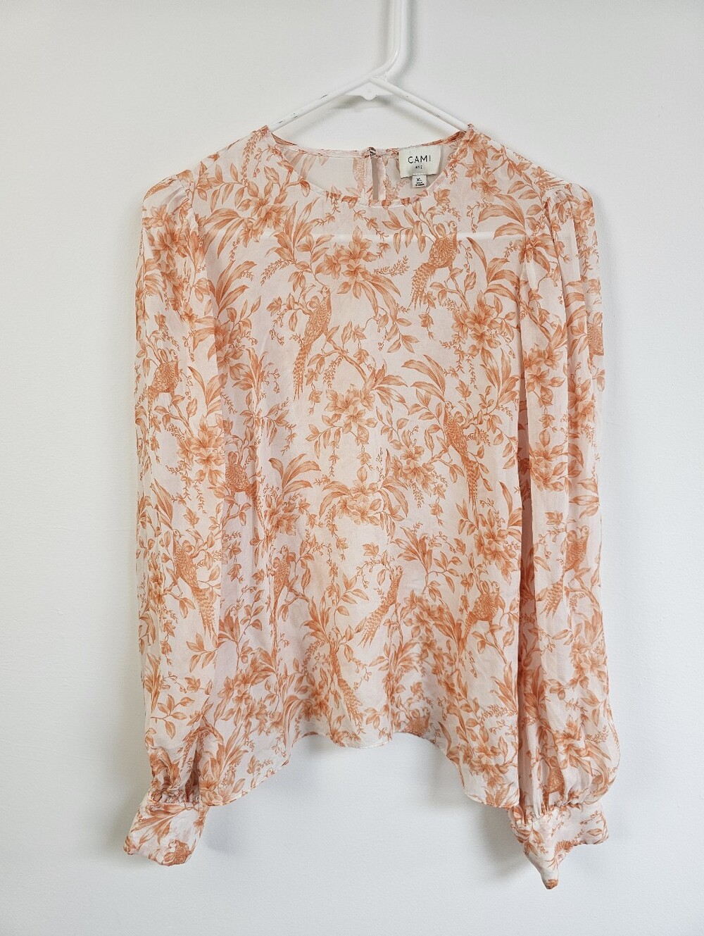 Cami NYC Analys Papaya Brid Floral Silk Flowy Blouse Top